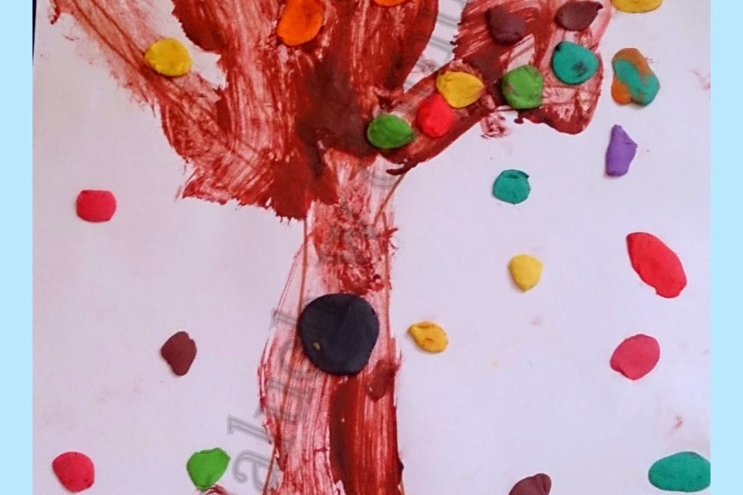 Drzewo z listkami z plasteliny