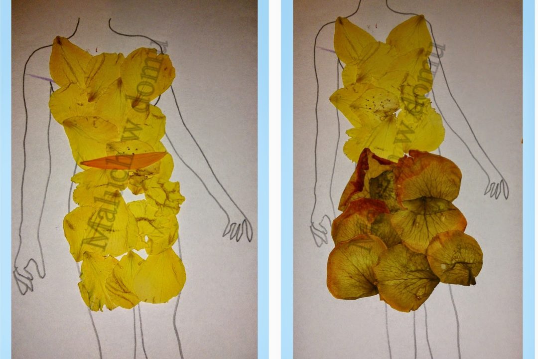 Projekty ubrań z płatków kwiatów