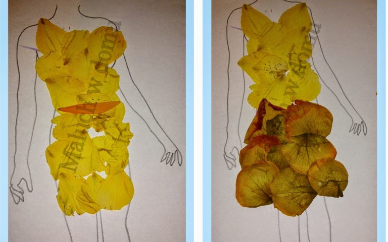 Projekty ubrań z płatków kwiatów