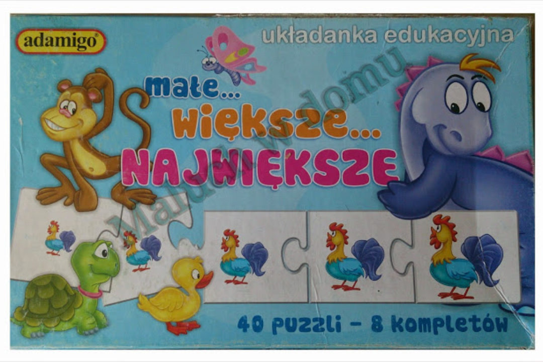 Układanka edukacyjna Adamigo: Małe, większe, największe.