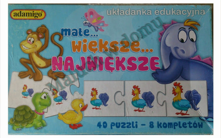 Układanka edukacyjna Adamigo: Małe, większe, największe.