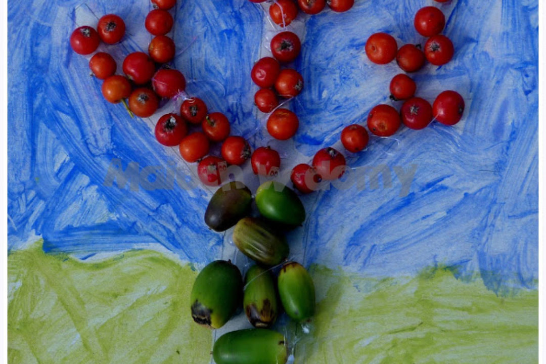 Obrazy z jarzębiny i żołędzi