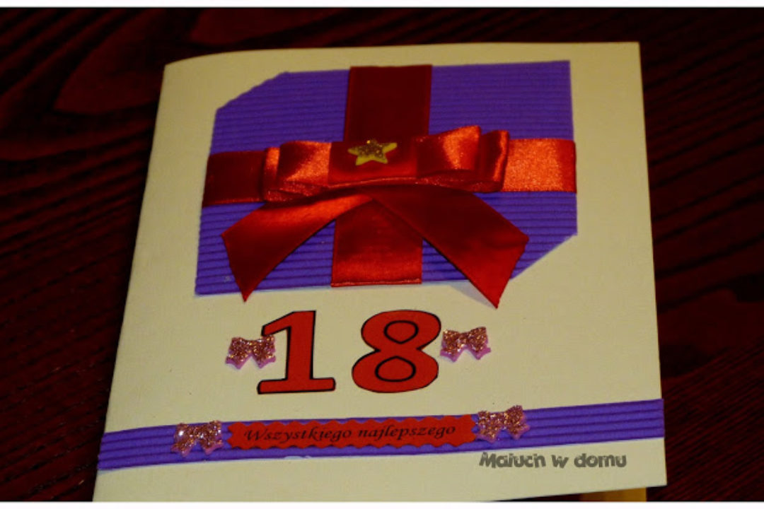 Kartka okolicznościowa: 18 urodziny z ozdobną kopertą