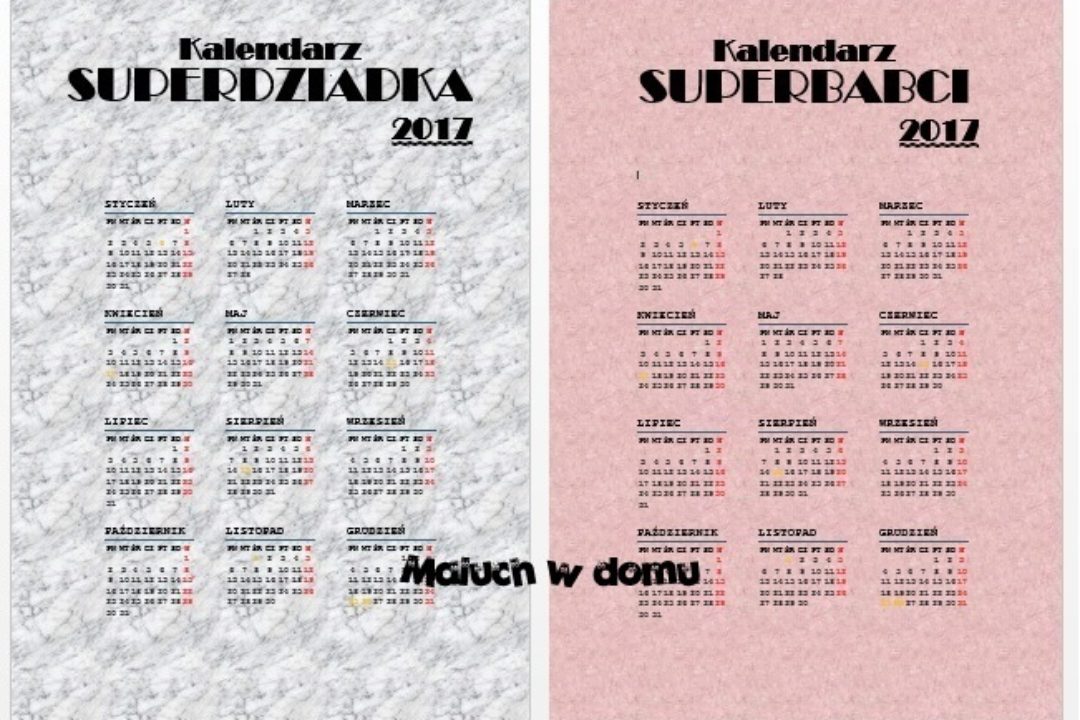 Kalendarze do pobrania: superbabci, superdziadka, z miejscem na zdjęcie