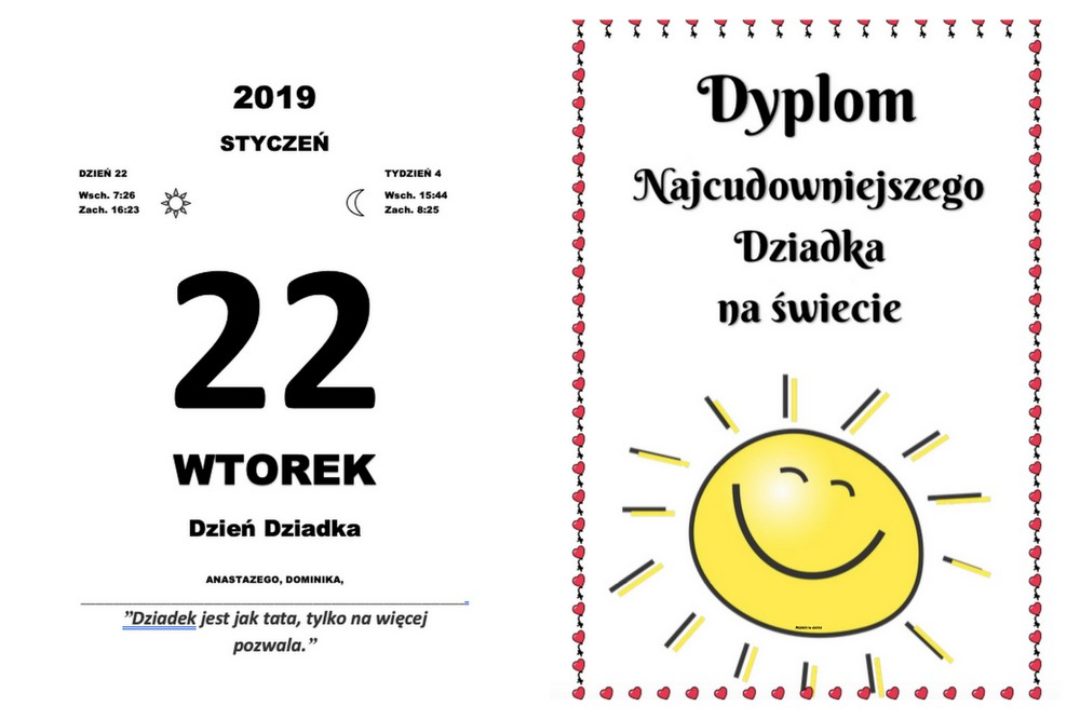 Proste dyplomy na Dzień Dziadka do pobrania
