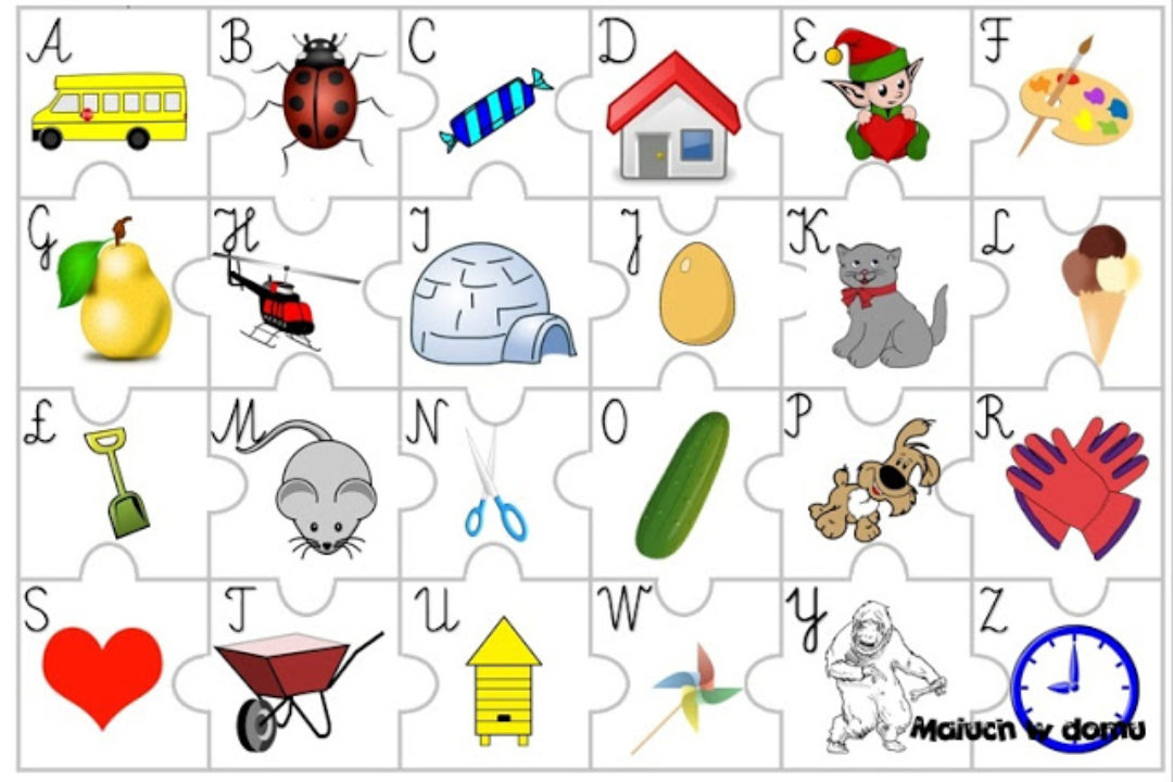 Puzzle z alfabetem do pobrania za darmo