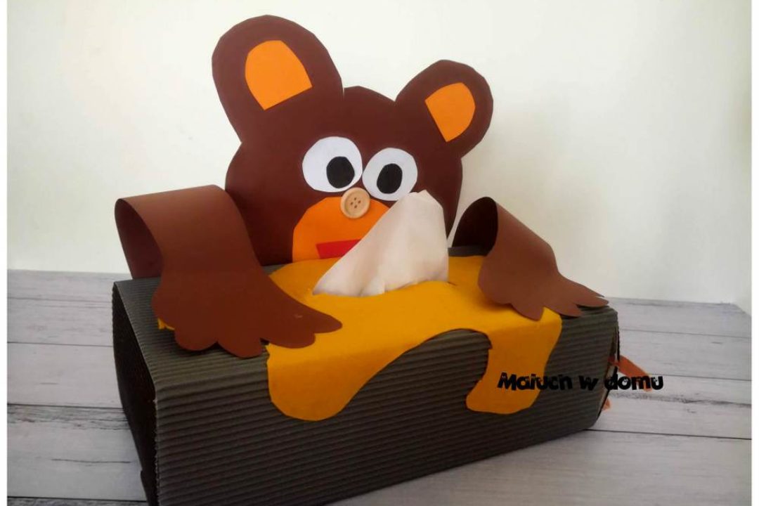 Misiowe pudełko na chusteczki handmade