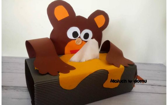 Misiowe pudełko na chusteczki handmade