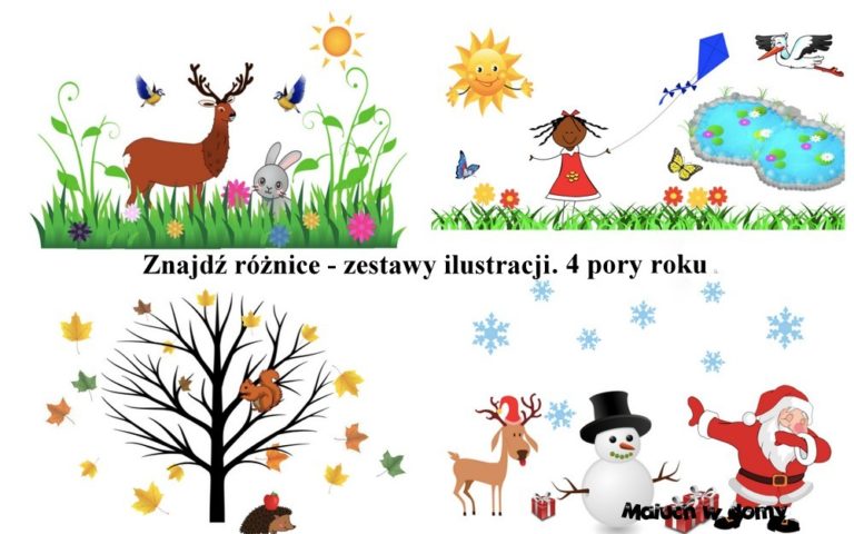Znajdź różnice – 4 pory roku. Ilustracje do pobrania
