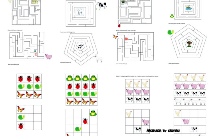 Labirynty dla dzieci i sudoku: na wsi i na łące