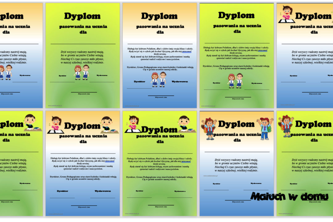 Dyplomy pasowania na ucznia do pobrania