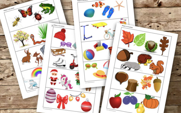 Co nie pasuje? Pory roku. Ilustracje do pobrania